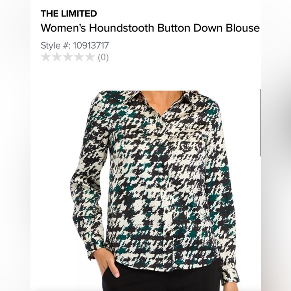 NWT *Great for Work* THE LIMITED Black, Tan and White Houndstooth Blouse,Size XL - Picture 13 of 14